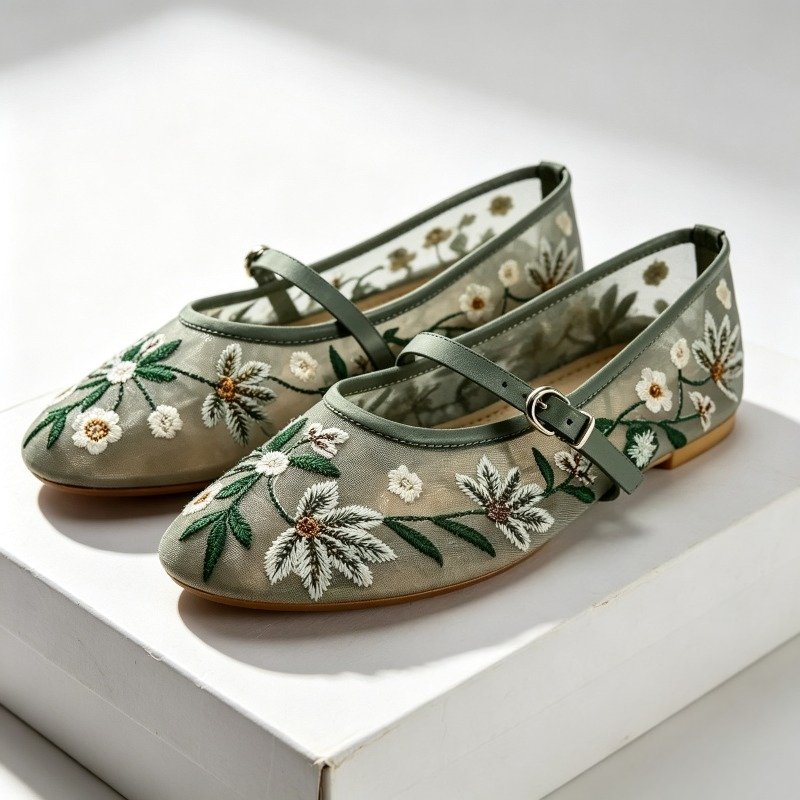 Women'S Ethnic Fashion Brands - Siatkowe haftowane rekreacyjne mieszkania baletowe damskie