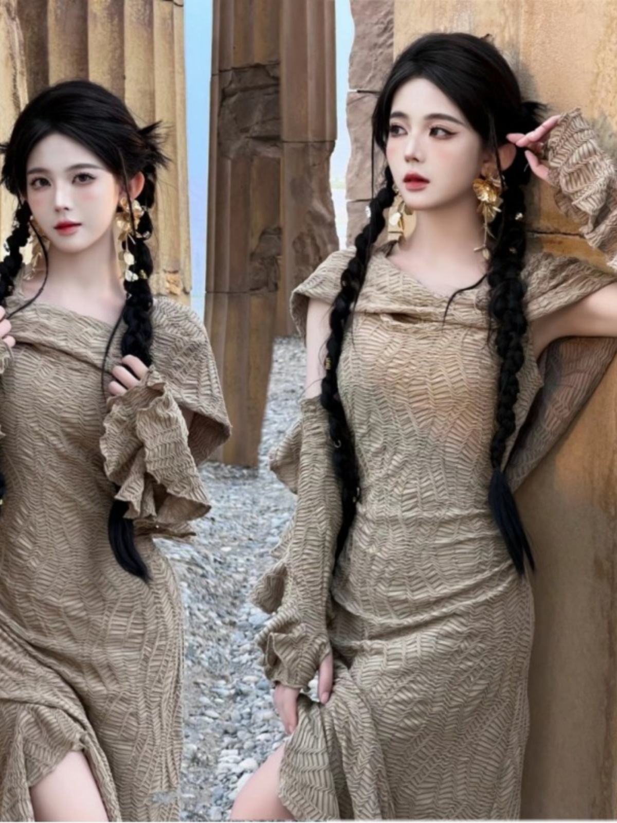 Ethnic Style Dresses - Długa sukienka w stylu pustynnym, moda