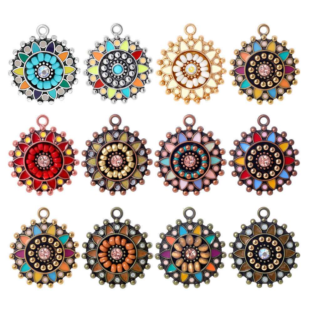 Ethnic Fashion For Ladies - Vintage Bohemia Etniczne Emaliowane Okrągłe Zawieszki