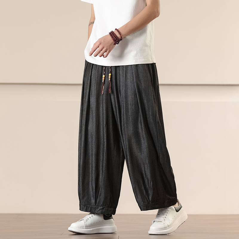 Ethnic Fashion Men - Męskie luźne spodnie z szerokimi nogawkami