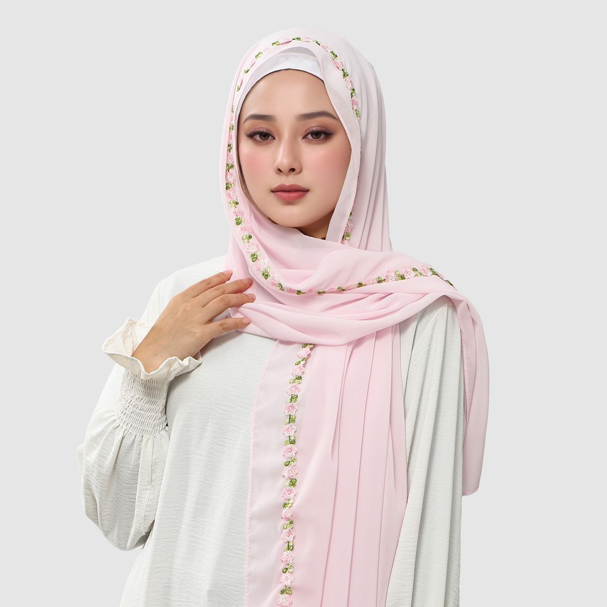 Ethnic Fashion For Ladies - Damska etniczna chusta hidżab z gładkiego