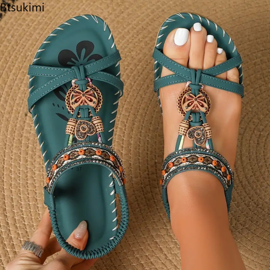 Ethnic Fashion For Ladies - Damskie sandały w stylu bohemy, na