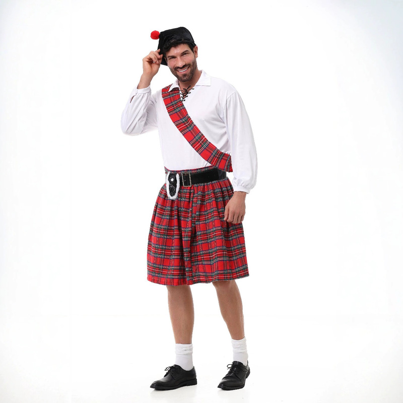 Męski szkocki czerwony kilt w  – Ethnic Style Dresses recenzja i cena