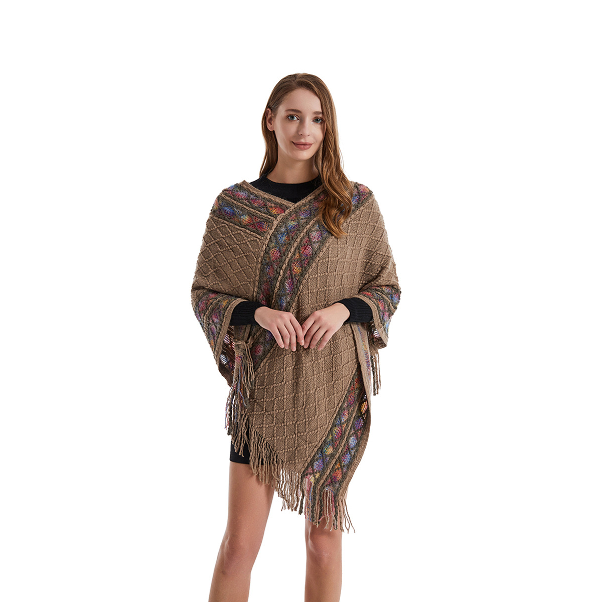 Kobiety Wiosna Jesień Ponczo U – Ethnic Fashion For Ladies recenzja i cena