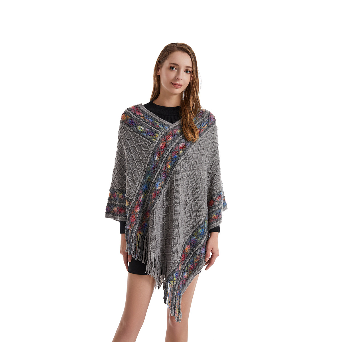 Kobiety Wiosna Jesień Ponczo U – Ethnic Fashion For Ladies recenzja i cena