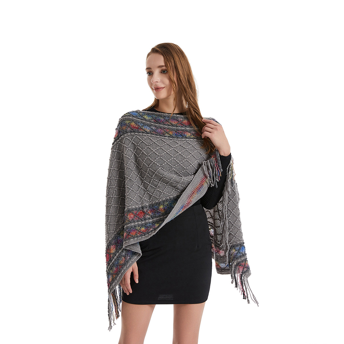 Kobiety Wiosna Jesień Ponczo U – Ethnic Fashion For Ladies recenzja i cena